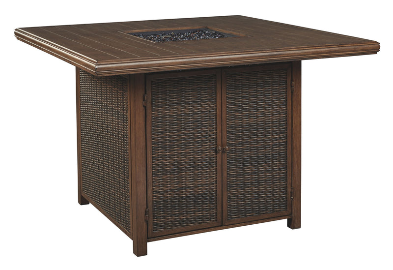 Paradise Trail - Medium Brown - Square Bar Table w/Fire Pit - JaxCo Furniture