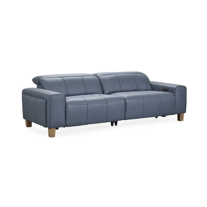 Alea - Leather Power Recliner Sofa - Blue - JaxCo Furniture