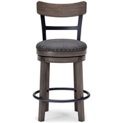 Caitbrook - Gray - UPH Swivel Barstool - JaxCo Furniture