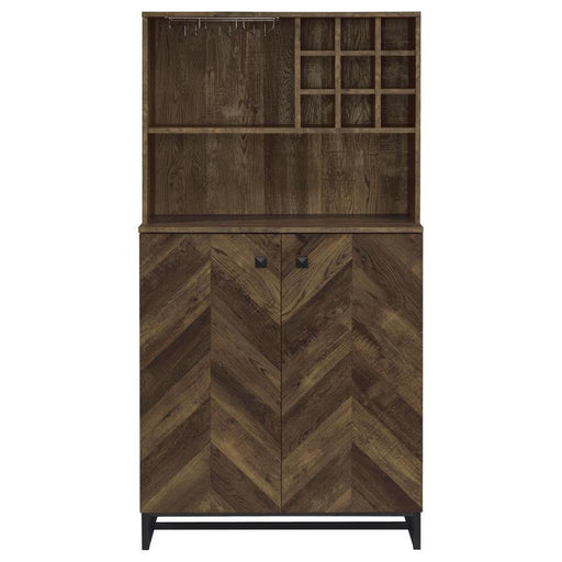 Mendoza - 2 Door Home Bar Cabinet Wine Storage - Rustic Oak - JaxCo Furniture