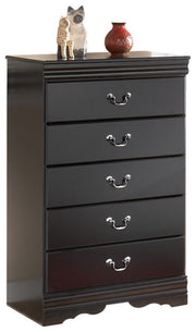 Huey - Black - Five Drawer Chest - JaxCo Furniture