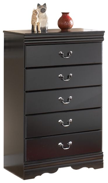 Huey - Black - Five Drawer Chest - JaxCo Furniture