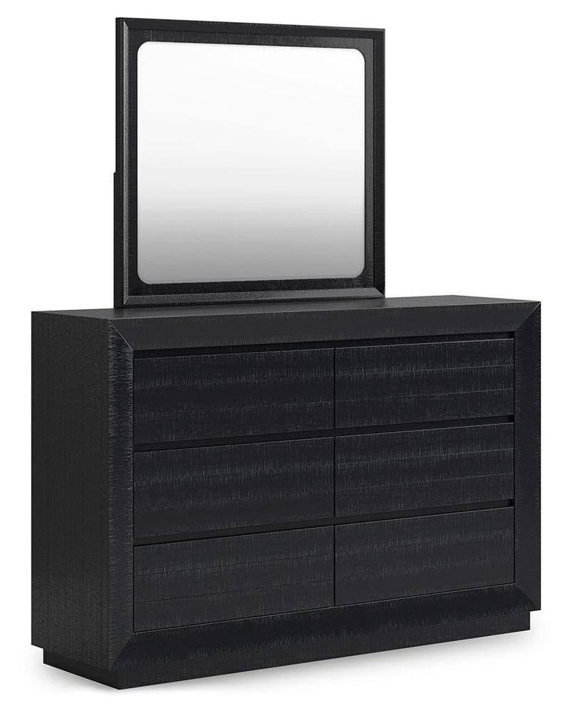 Londer - Black - Dresser And Mirror - JaxCo Furniture