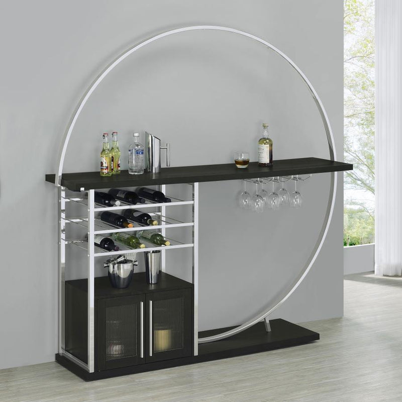 Risley - 2-Door Circular LED Home Bar With Wine Storage - JaxCo Furniture