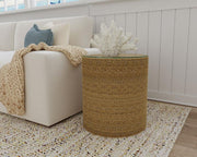 Halden - Round Woven Seagrass Accent Side Table - Light Brown - JaxCo Furniture