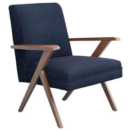 Cheryl - Upholstered Wood Arm Accent Chair - Dark Blue - JaxCo Furniture