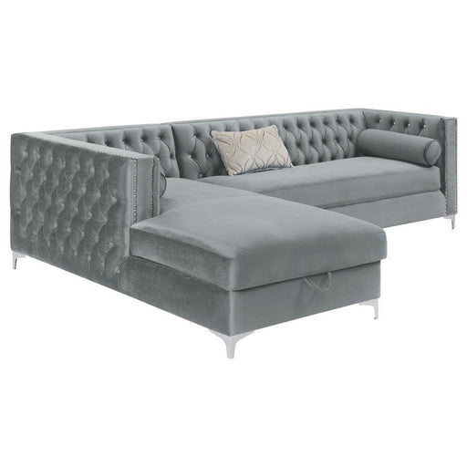 Bellaire - Upholstered Storage Chaise Sectional Sofa - Gray - JaxCo Furniture