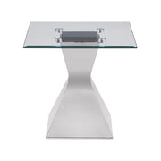 Jenny - Glass Top Stainless Steel Table - JaxCo Furniture