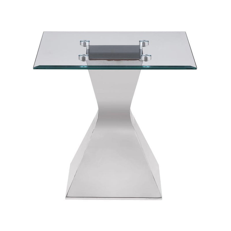 Jenny - Glass Top Stainless Steel Table - JaxCo Furniture