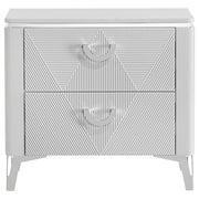 Cassia - 2-Drawer Nightstand Bedside Table - White High Gloss - JaxCo Furniture