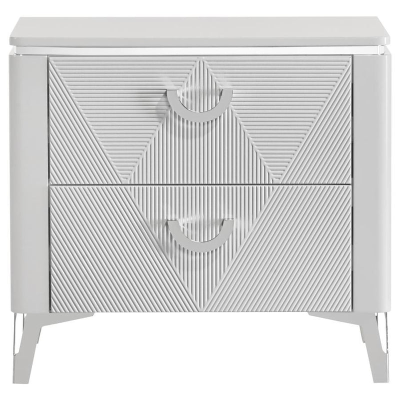 Cassia - 2-Drawer Nightstand Bedside Table - White High Gloss - JaxCo Furniture