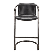 Freeman - Leather Barstool (Set of 2) - Onyx Black - JaxCo Furniture