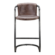 Freeman - Leather Barstool (Set of 2) - Grazed Brown - JaxCo Furniture