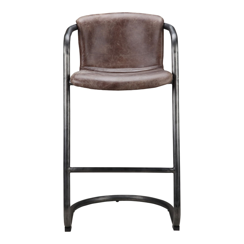 Freeman - Leather Barstool (Set of 2) - Grazed Brown - JaxCo Furniture