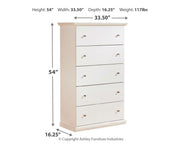 Bostwick - White - Five Drawer Chest - JaxCo Furniture
