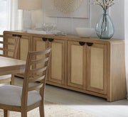 Escape - Console With Reversible Panel Doors - Glazed Natural Oak / Natural Cane - JaxCo Furniture