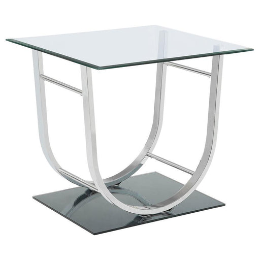 Danville - Square U-Shaped Glass Top Side End Table - Chrome - JaxCo Furniture