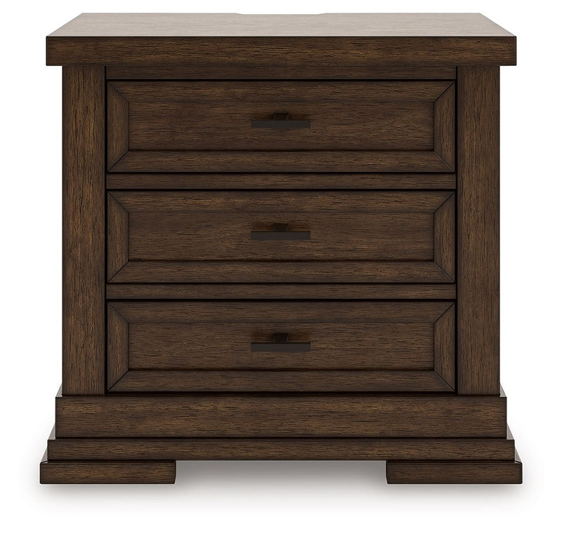 Taffenbrook - Medium Brown - Three Drawer Night Stand - JaxCo Furniture