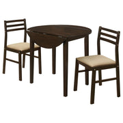 Bucknell - 3 Piece Round Drop Leaf Dining Table Set - JaxCo Furniture