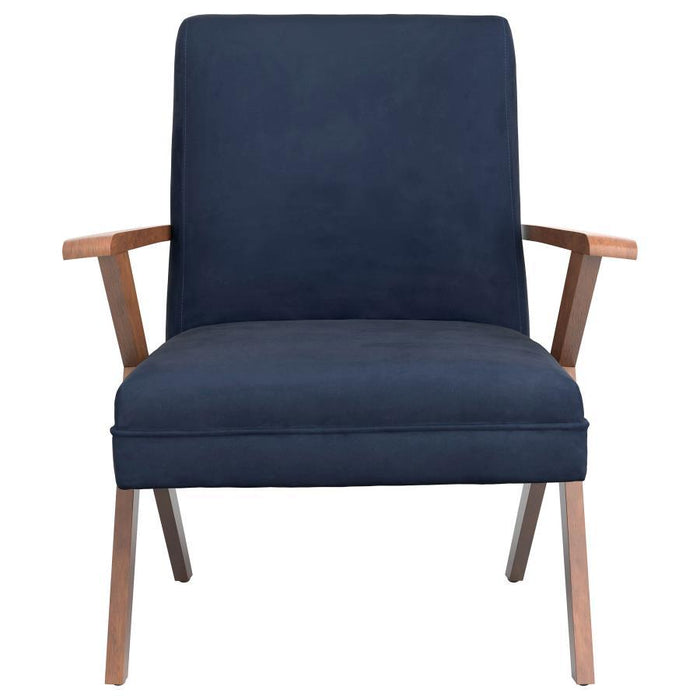 Cheryl - Upholstered Wood Arm Accent Chair - Dark Blue - JaxCo Furniture