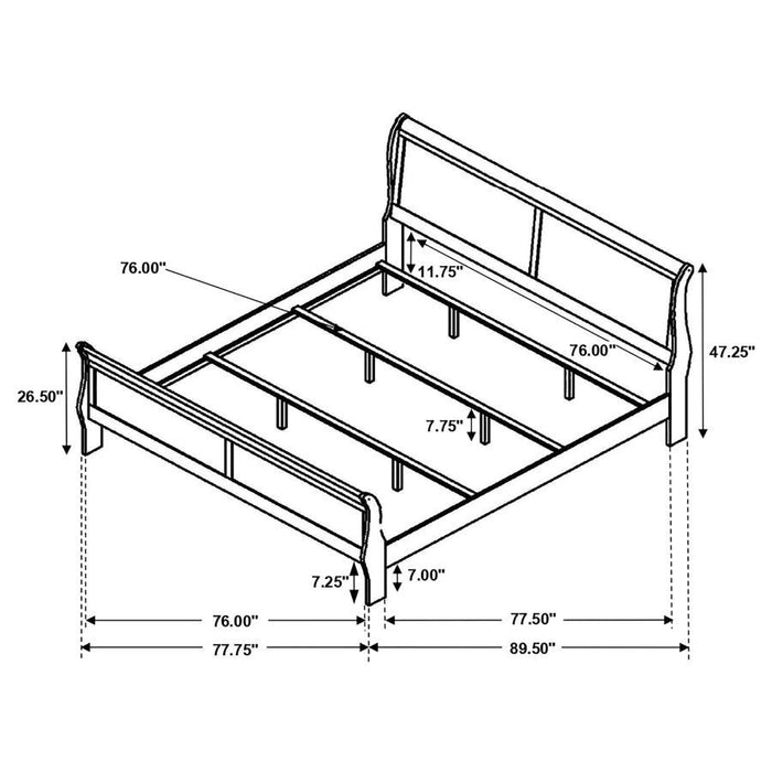 Louis Philippe - Panel Sleigh Bed - JaxCo Furniture