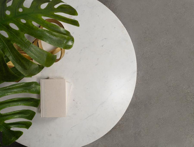 Astoria - Round Genuine Marble Side End Table - White - JaxCo Furniture