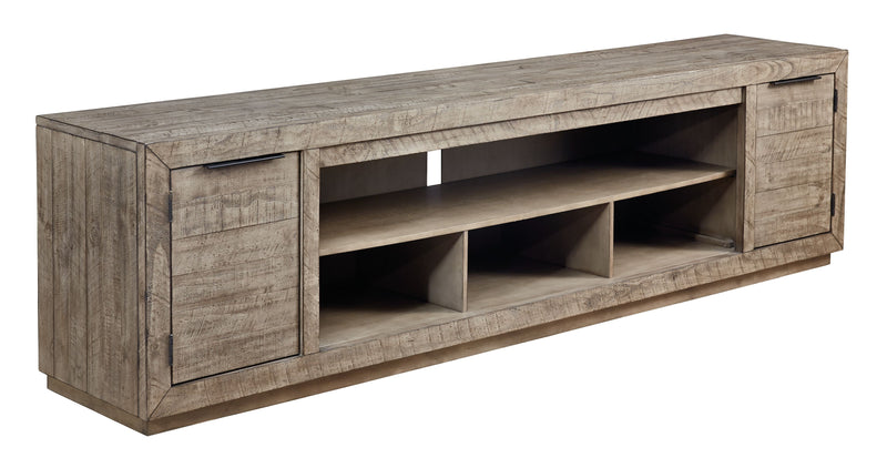 Krystanza - Weathered Gray - XL TV Stand w/Fireplace Option - JaxCo Furniture