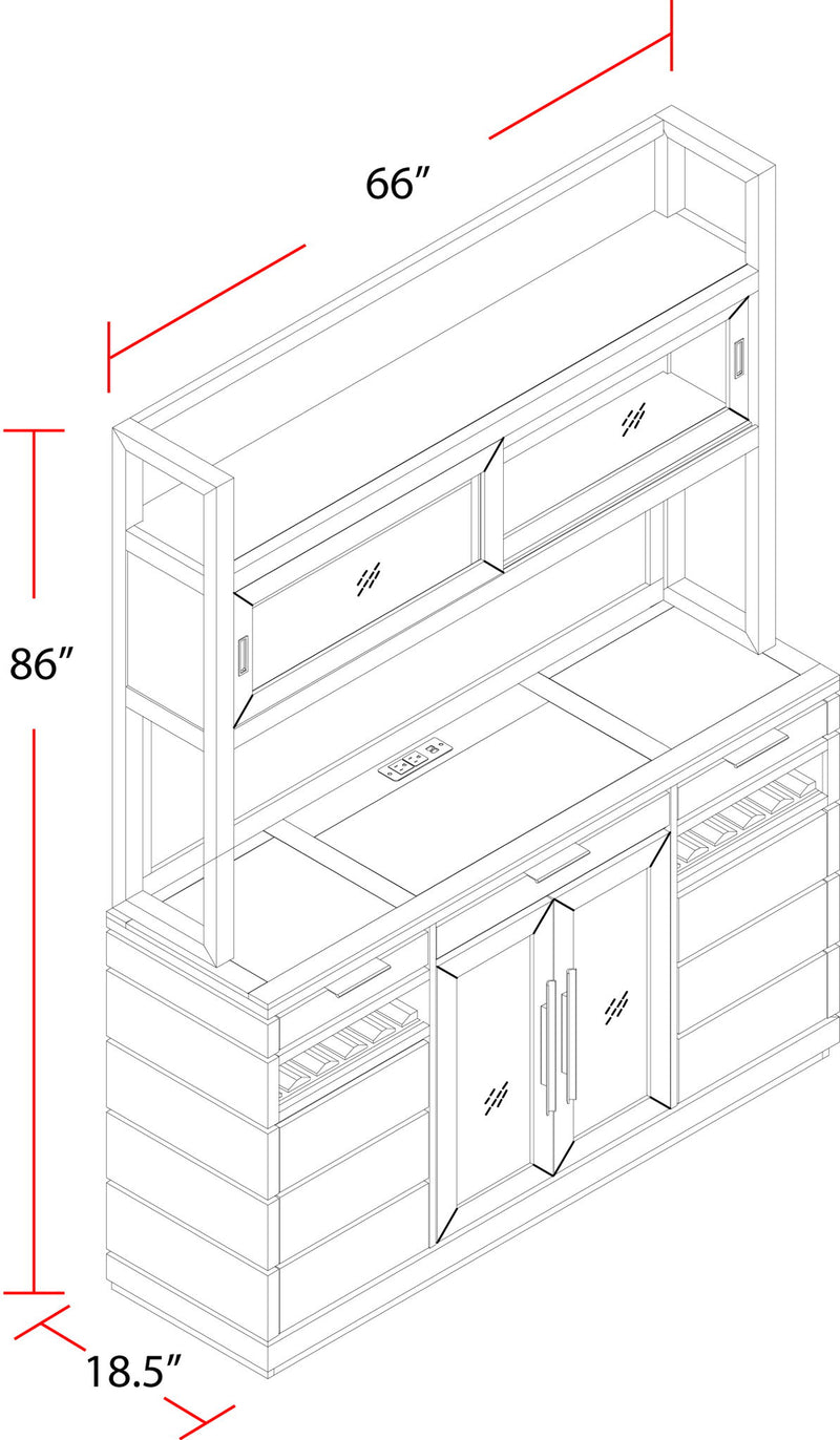Pure Modern Dining - Buffet With Hutch - Moonstone - JaxCo Furniture