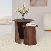 Yency - 2 Piece Round - Mango Wood Nesting Table Set - Dark Brown - JaxCo Furniture