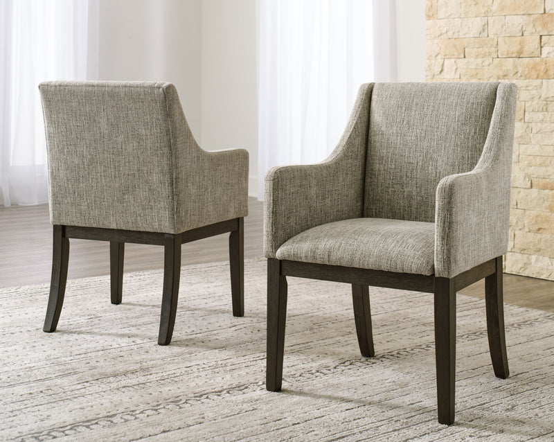 Burkhaus - Beige / Dark Brown - Dining UPH Arm Chair (Set of 2) - JaxCo Furniture
