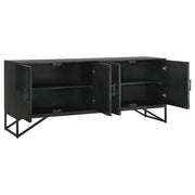 Riddell - 4 Door Wood Reeding Accent Cabinet - Matte Black - JaxCo Furniture