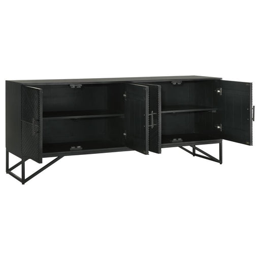 Riddell - 4 Door Wood Reeding Accent Cabinet - Matte Black - JaxCo Furniture