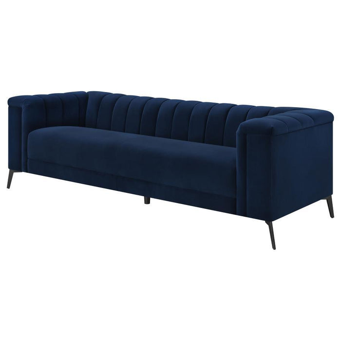 Chalet - Upholstered Tuxedo Arm Tufted Sofa - Blue - JaxCo Furniture