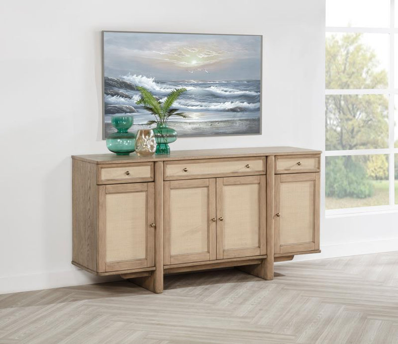 Kailani - 4-Door Cane Sideboard Buffet Cabinet - Beige Oak - JaxCo Furniture