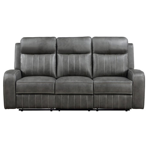 Raelynn - Upholstered Track Arm Motion Sofa - Gray - JaxCo Furniture