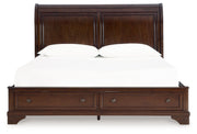 Trellington - Brown - King Sleigh Storage Bed - JaxCo Furniture