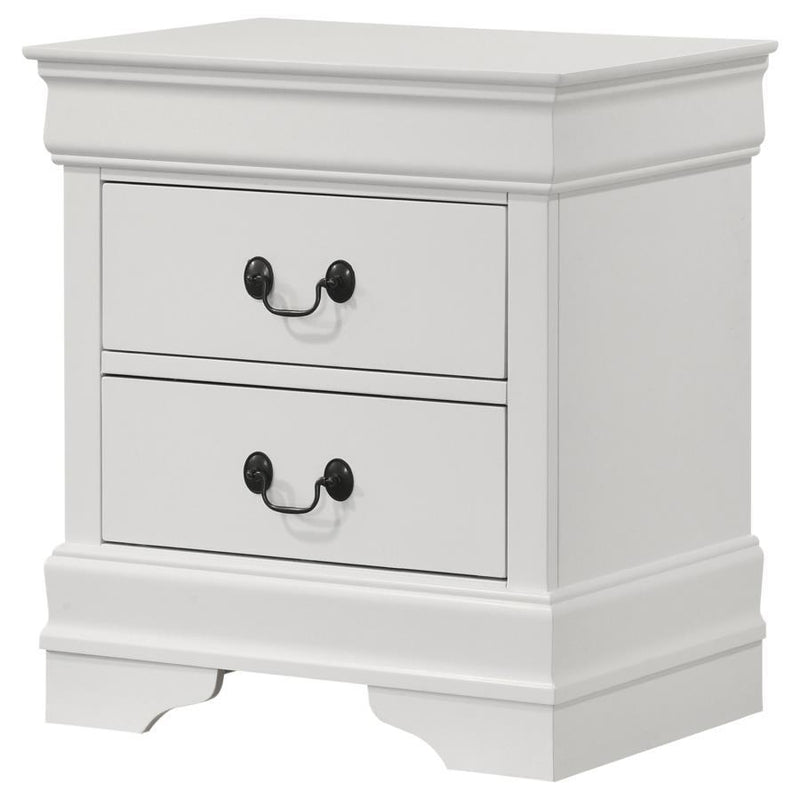 Louis Philippe - 2-Drawer Nightstand Bedside Table - White - JaxCo Furniture