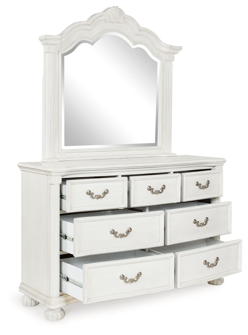 Montelaine - Antique White - Dresser And Mirror - JaxCo Furniture