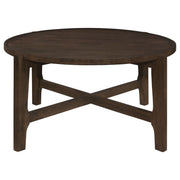 Cota - Round Solid Wood Coffee Table - Dark Brown - JaxCo Furniture