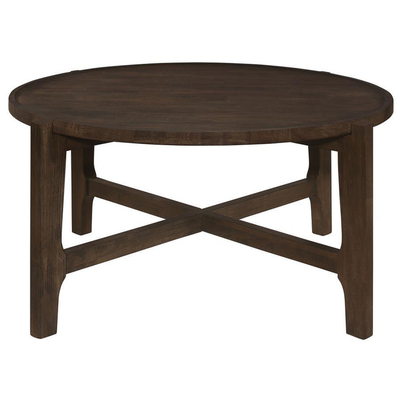 Cota - Round Solid Wood Coffee Table - Dark Brown - JaxCo Furniture