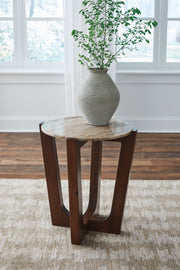 Tanidore - Warm Brown - Round End Table - JaxCo Furniture