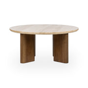 Idella - Travertine Round Table - JaxCo Furniture