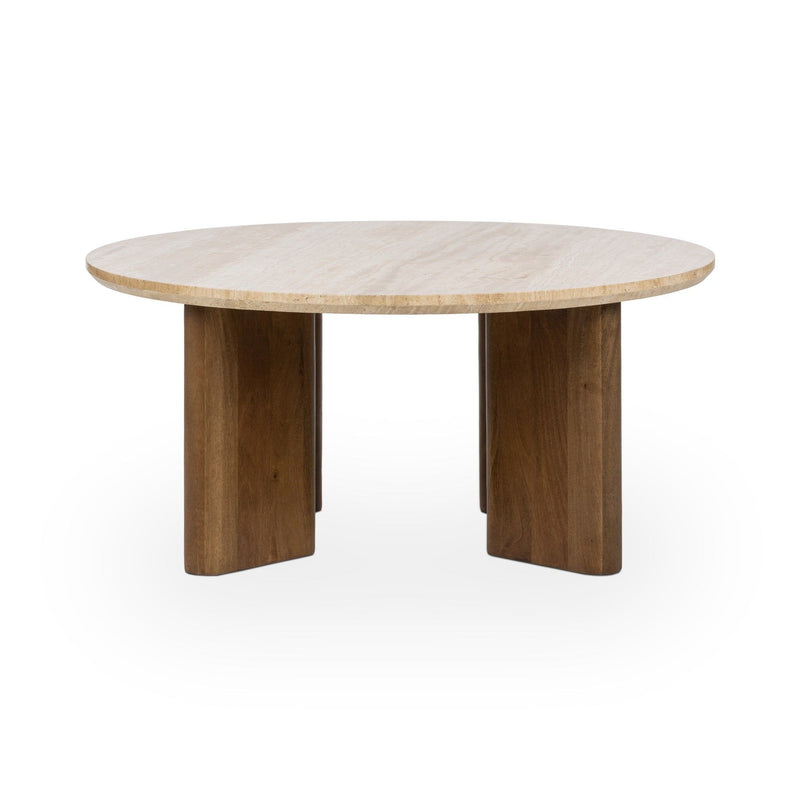Idella - Travertine Round Table - JaxCo Furniture