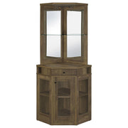 Alviso - 1-Drawer Corner Home Bar Wine Cabinet - Rustic Oak - JaxCo Furniture