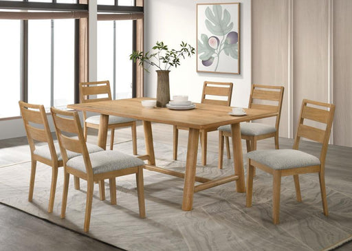 Duncan - 7 Piece Rectangular Wood Dining Table Set - Washed Oak - JaxCo Furniture