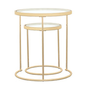 Maylin - 2 Piece Round Glass Top Nesting Table Set - Gold - JaxCo Furniture