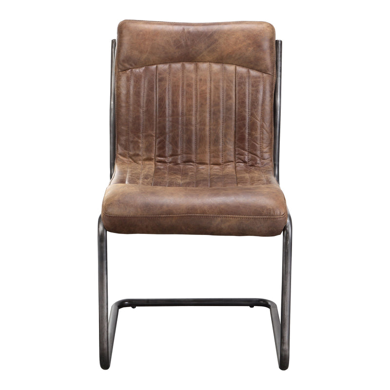 Ansel - Leather Dining Chair (Set of 2) - Grazed Brown - JaxCo Furniture