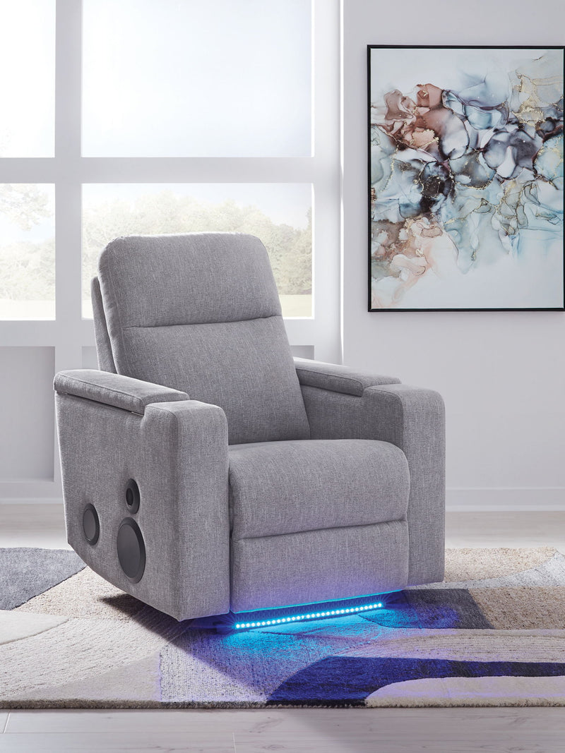 Pineland - Glider Power Recliner With Audio System - Pewter - JaxCo Furniture