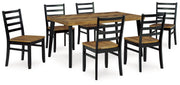Blondon - Brown / Black - Rectangular Drm Table Set (Set of 7) - JaxCo Furniture
