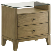 Granada - 2-Drawer Glass Top Nightstand - Natural Pine - JaxCo Furniture